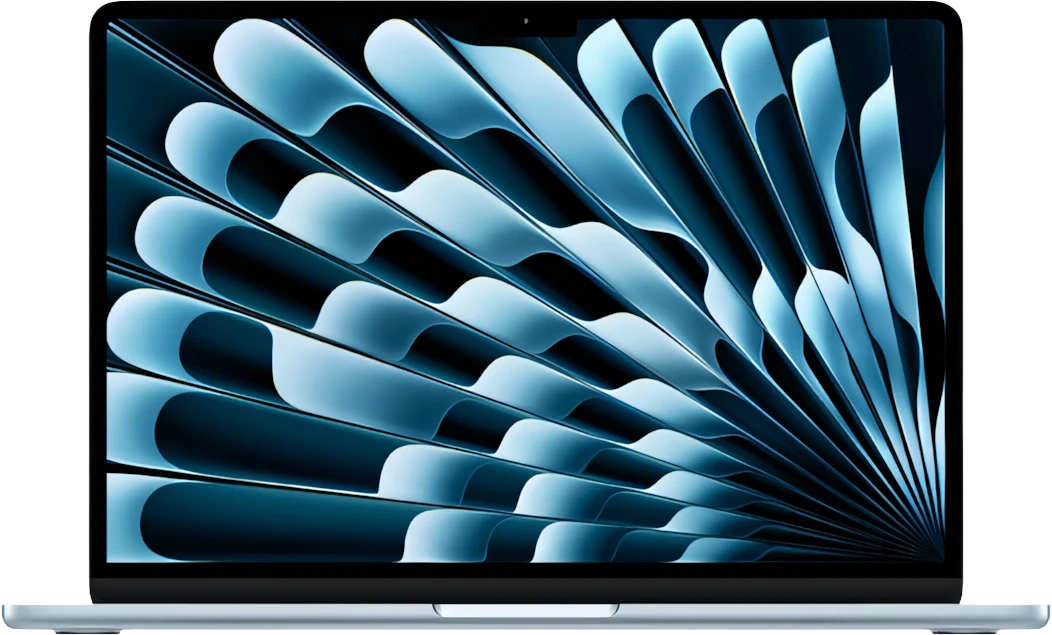 MacBook Air aberto, mostrado por inteiro