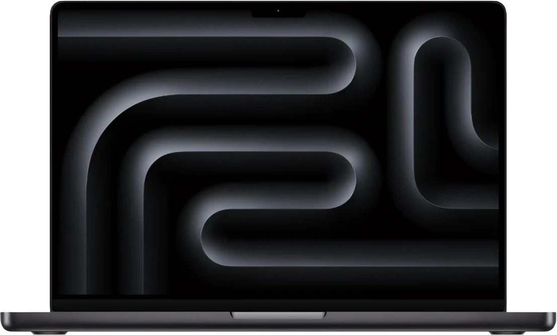 MacBook Pro inteiro, aberto e visto de frente